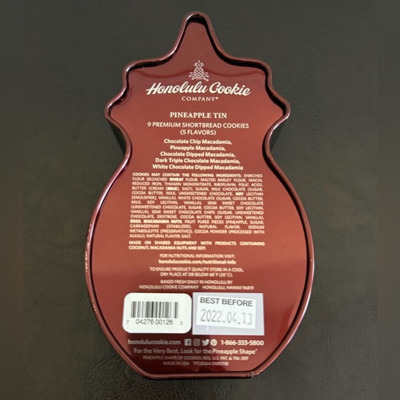 Pineapple Shaped Metal Tin Green Cookie Storage Container Tropical Decor Box - Picture 2 of 4